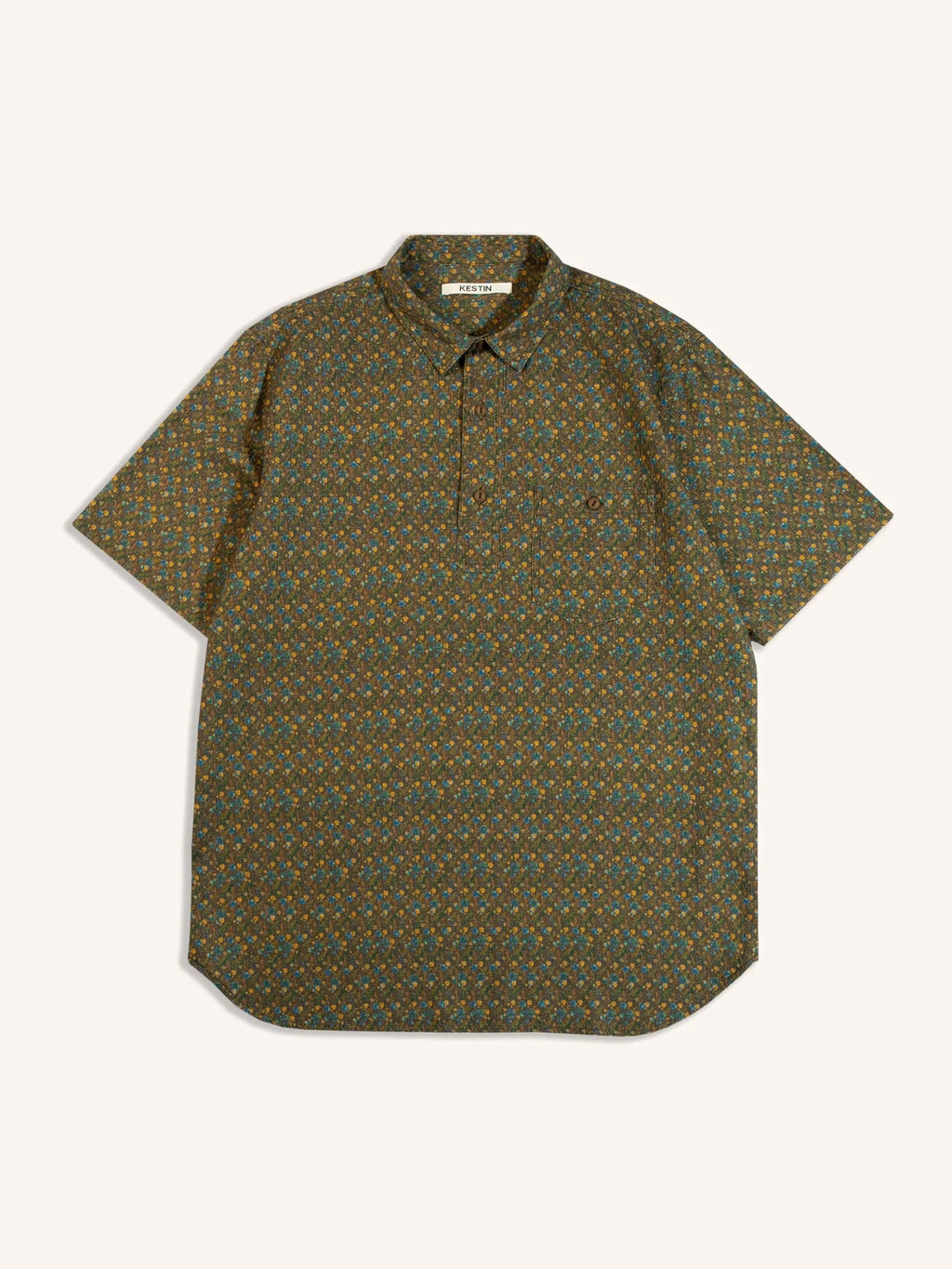 Kestin Granton Short Sleeve Shirt Olive Thistle Print