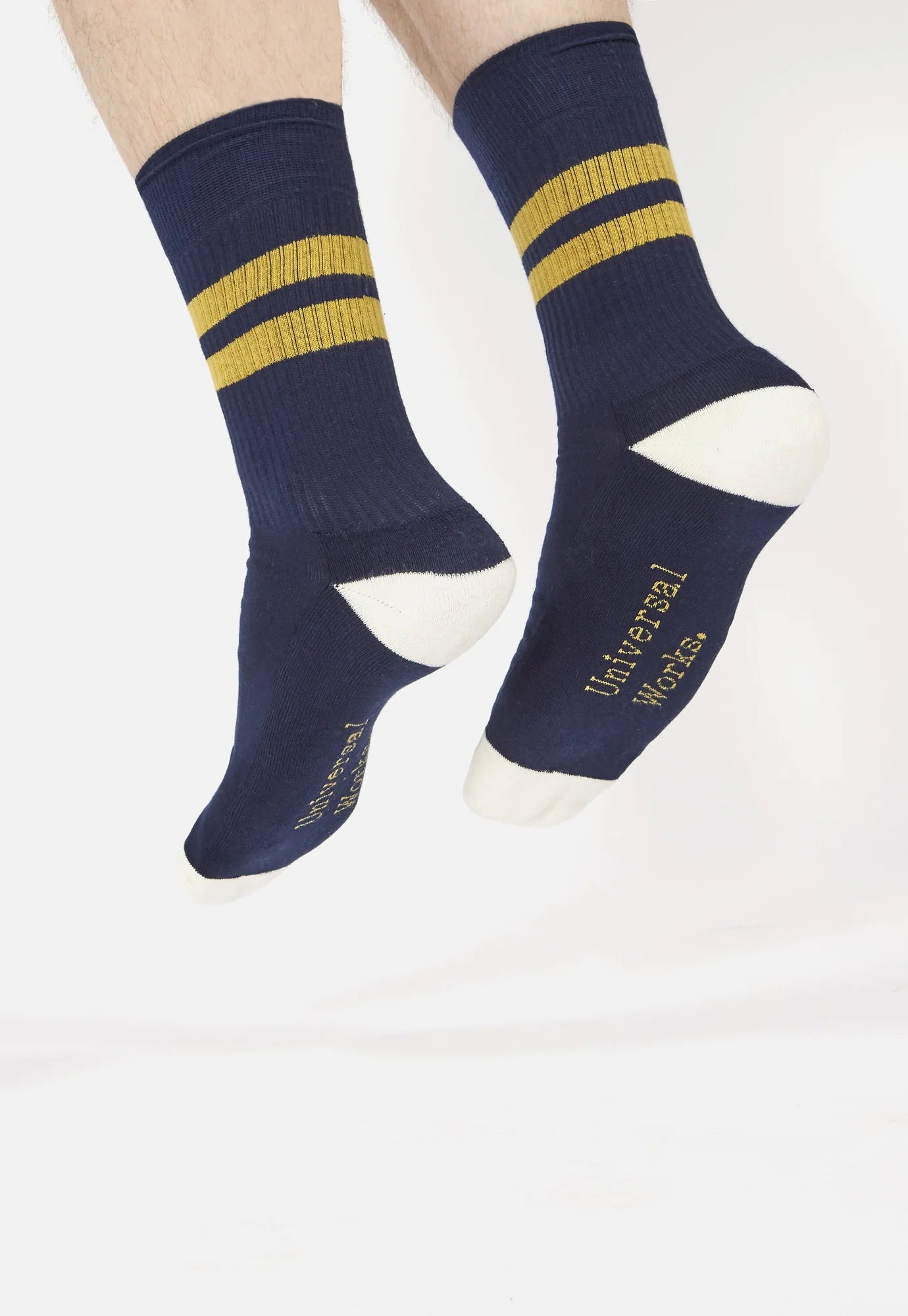 Universal Works Sport Sock Navy Yellow