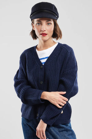 Armor Lux Ribbed Cardigan Navy