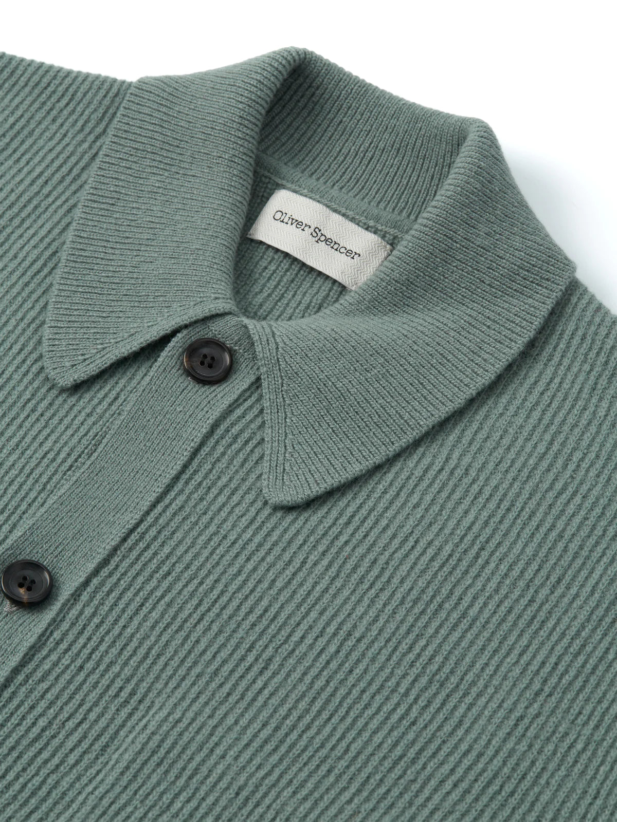 Oliver Spencer Britten Knitted Cardigan Sea Green