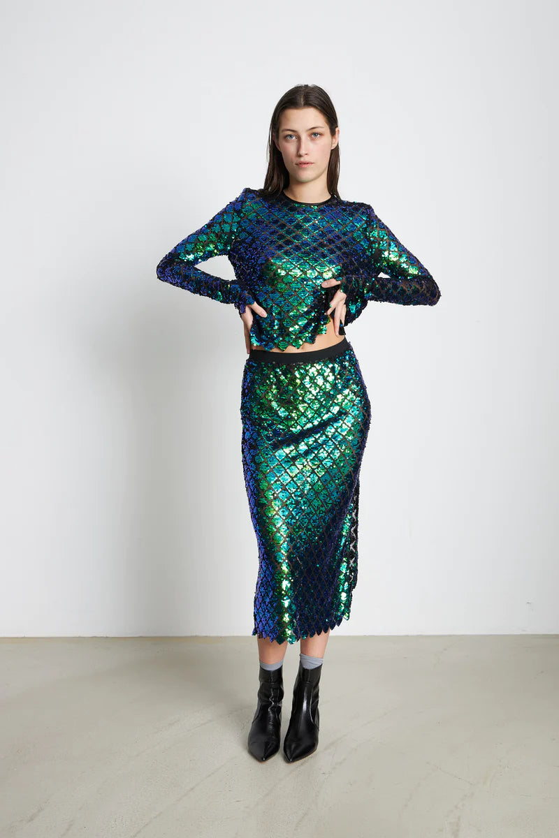 Stella Nova Sequins Skirt Aqua Blue