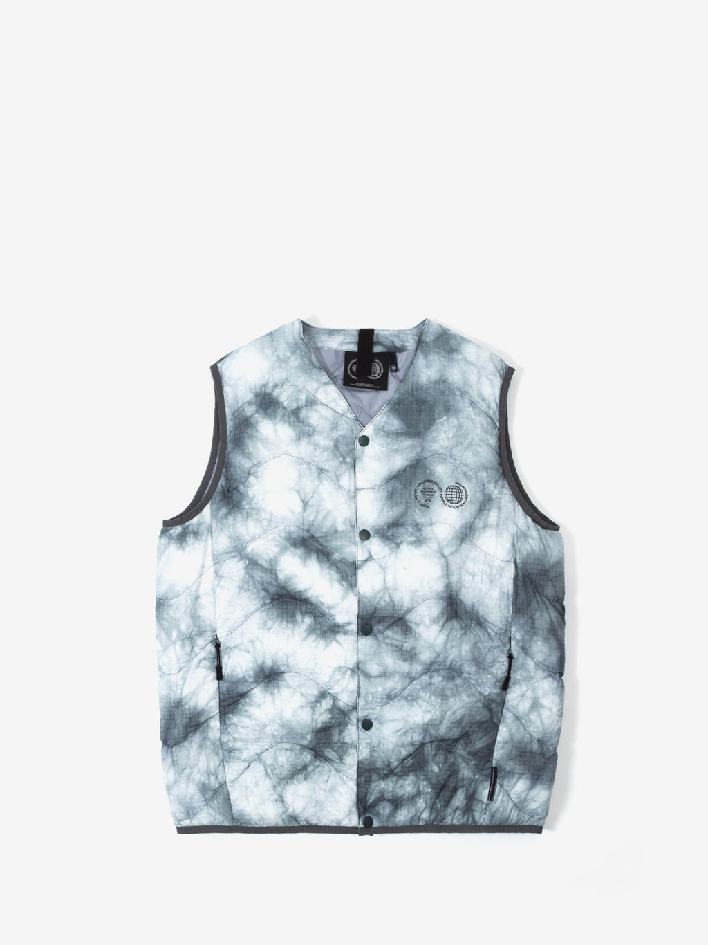PMO Ice Dye Quilted Vest Grey Tie Dye