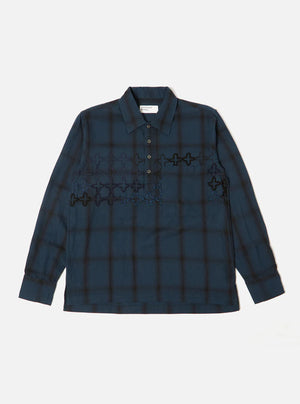 Universal Works Embroidered Pullover LS Shirt Navy