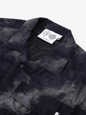 PMO Trail Multi Pocket Shirt Texture Print Black