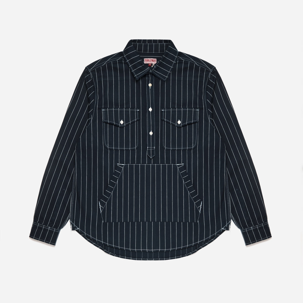 Dubbleware Westford Pullover Workwear Shirt Pinstripe Denim